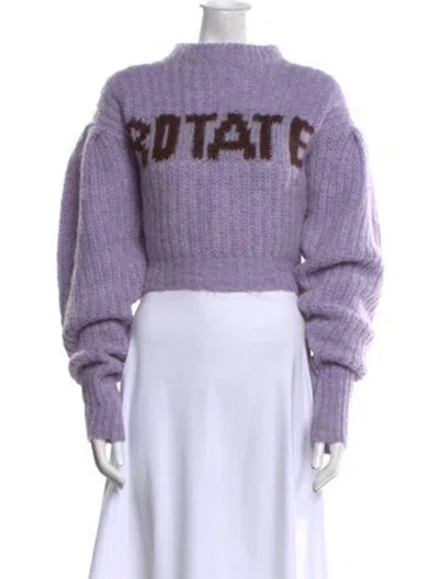 Pre-owned Rotate Birger Christensen Wool Graphic Print Sweater In Purple