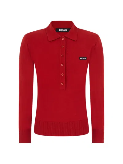 Rotate Birger Christensen Wool Longleeve Polo Red