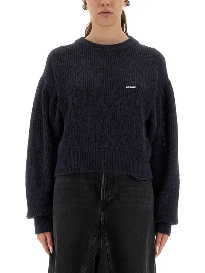 Rotate Birger Christensen Knitwear Crew Neck Dropped Shoulders Long Sleeves In Blue