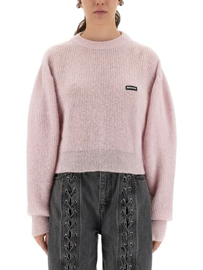 Rotate Birger Christensen Wool Puff Sweater In Powder