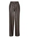 Rotate Birger Christensen Brown Pants With Wide Leg And Woven Texture In Tech Fabric Woman In Brown