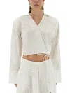 Rotate Birger Christensen Rotate Birgerchristensen Wraparound Shirt Top In White
