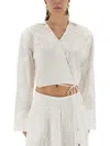 Rotate Birger Christensen Wrap-around Shirt Top In White