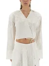 Rotate Birger Christensen Rotate Birgerchristensen Wraparound Shirt Top In White