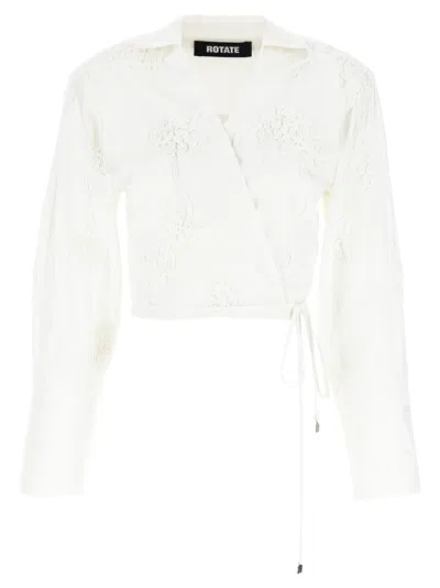Rotate Birger Christensen Wrap Cotton Shirt In White