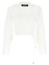 Rotate Birger Christensen Rotate Birgerchristensen Wraparound Shirt Top In White