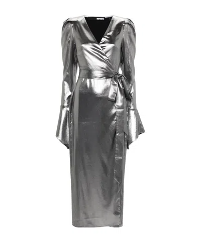 Rotate Birger Christensen Wrap Mid-length Dress In Gray