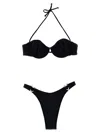 Rotate Birger Christensen Reina Olga Halter Neck Bikini Set In Black