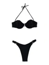 Rotate Birger Christensen Reina Olga Halter Neck Bikini Set In Black