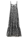 Rotate Birger Christensen Rotate Light Flowy Zebra Print Maxi Dress In White/black