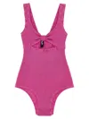 Rotate Birger Christensen Reina Olga Swimsuit Bow Detail In Pink