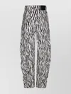 Rotate Birger Christensen Zebra Print Cargo Trousers With Back Pockets In Multi