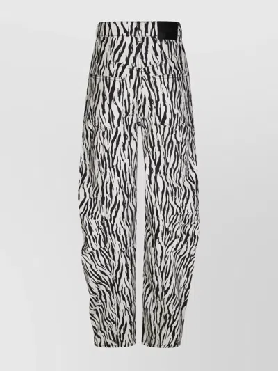 ROTATE BIRGER CHRISTENSEN ZEBRA PRINT CARGO TROUSERS WITH BACK POCKETS