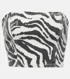 Rotate Birger Christensen Emili Zebra Print Organic Denim Tube Top In White