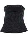 Rotate Birger Christensen Zebra Print Cotton Denim Top In Black