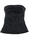 Rotate Birger Christensen Zebra Print Cotton Denim Top In Black