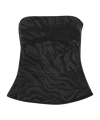 Rotate Birger Christensen Zebra Print Cotton Denim Top In Black