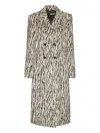 Rotate Birger Christensen Rotate Zebra Print Long Coat With Double-breasted Design And Large Lapels In Animal Print