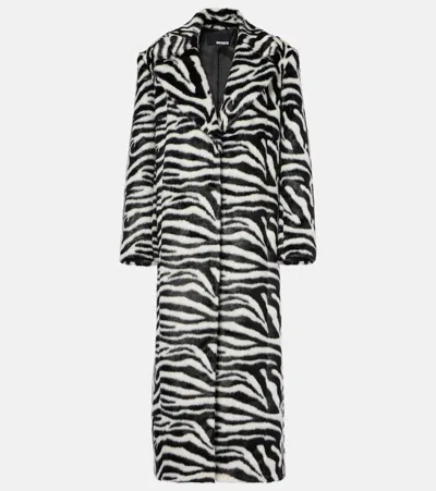 Rotate Birger Christensen Zebra-print Faux Fur Coat In Black