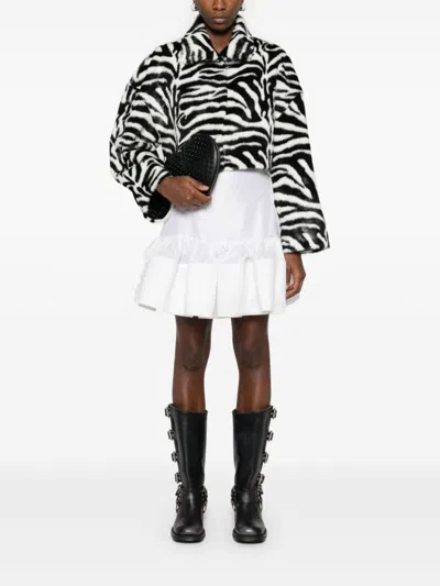Rotate Birger Christensen Zebra-print Faux-fur Jacket In White