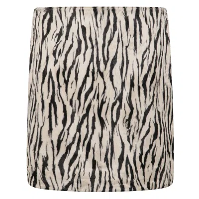 Rotate Birger Christensen Zebra-print Faux Fur Skirt In White