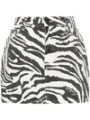 Rotate Birger Christensen Zebra-print Denim Miniskirt In Black
