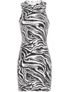 Rotate Birger Christensen Zebra-print Sequined Stretch Recycled-tulle Mini Dress In White