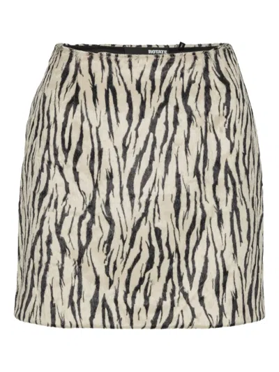 Rotate Birger Christensen Printed Faux Fur Skirt In Animal Print