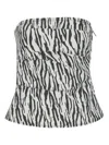 Rotate Birger Christensen Zebra-print Strapless Top In White