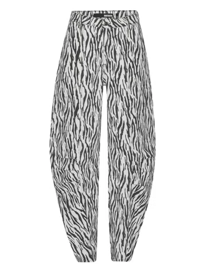 Rotate Birger Christensen Zebra-print Twill Pants In Blue