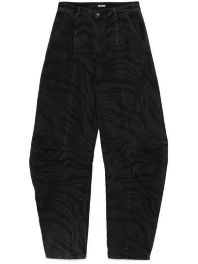 Rotate Birger Christensen Zebra Twill Trousers In 黑色