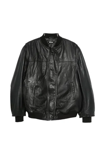 Rotate Birger Christensen Long-sleeve Leather Jacket In Black