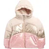 Rothschild Kids' Colorblock Hooded Puffer Jacket In Gold