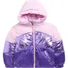 Rothschild Kids' Colorblock Hooded Puffer Jacket In Purple