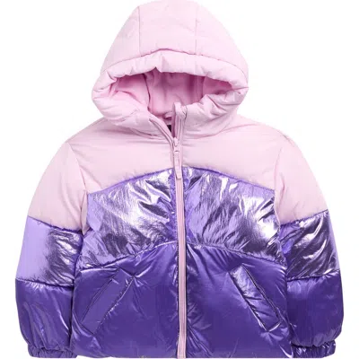 Rothschild Kids' Colorblock Hooded Puffer Jacket In Purple