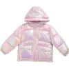 Rothschild Kids' Crinkle Metallic Hooded Puffer Jacket In Purple
