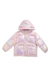 Rothschild Kids' Crinkle Metallic Hooded Puffer Jacket In Purple