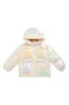 Rothschild Kids' Crinkle Metallic Hooded Puffer Jacket In White
