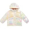 Rothschild Kids' Crinkle Metallic Hooded Puffer Jacket In White