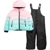 Rothschild Kids' Ombré Hooded Jacket & Bib Snowsuit Set In Black