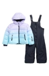 Rothschild Kids' Ombré Hooded Jacket & Bib Snowsuit Set In Black