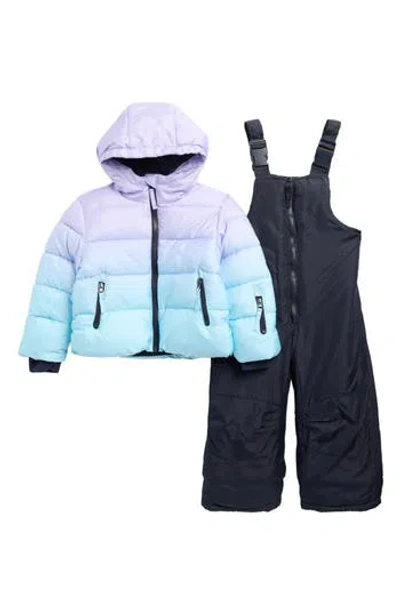 Rothschild Kids' Ombré Hooded Jacket & Bib Snowsuit Set In Black