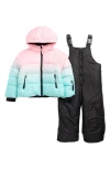 Rothschild Kids' Ombré Hooded Jacket & Bib Snowsuit Set In Brown