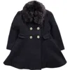 Rothschild Kids' Princess Coat With Removable Faux Fur Collar In Blue