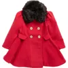 Rothschild Kids' Princess Coat With Removable Faux Fur Collar In Red