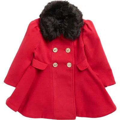 Rothschild Kids' Princess Coat With Removable Faux Fur Collar In Red