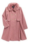 Rothschild Kids' Princess Faux Fur Collar Double Breasted Tweed Coat