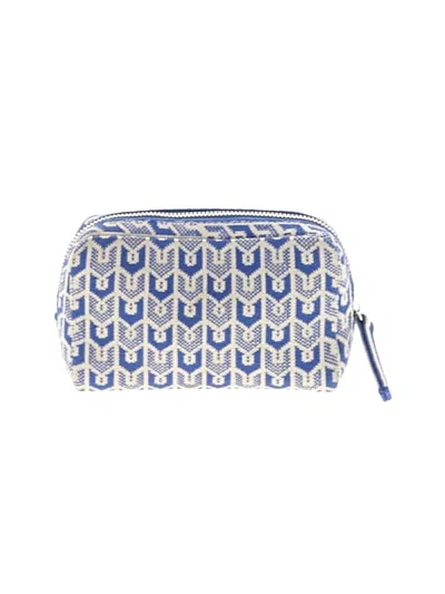Pre-owned Rothys Makeup Bag In Blue/ivory/white