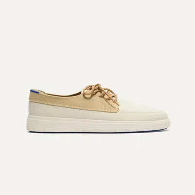 Rothys Men's Ravello Boat Shoe In White/brown/neutral In Blue