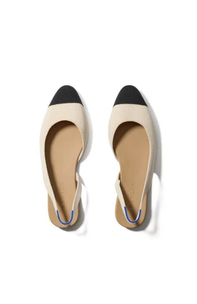 Rothys The Almond Slingback In White In Conch Captoe